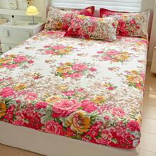 2pcs/3pcs Floral Pattern Fitted Sheet Set, Comfortable Breathable Soft & Snug Fit, Machine/Hand Washable, All Seasons, Mattress Height 11.81 Inches/30cm
