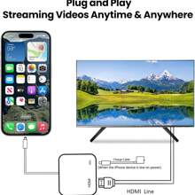 huaxunyuan USB-C zu HDTV Digital AV Adapter für Handy 16 15, 1080P Video & Audio Sync Screen Konverter AV Adapter mit Ladeanschluss für Handy 16/16 Plus/16 Pro/16 Pro Max/15/15 Plus,S23,XPS 17,Surface Book 3