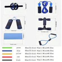 7 Peças de Equipamento de Treinamento Multifuncional, Adequado para Exercícios Abdominais em Casa, Incluindo Um Pequeno Rolo Abdominal Interno, Flexões, Faixas de Resistência, Cordas de Pular e Outros Conjuntos Combinados Multifuncionais de Equipamentos de Treinamento e Fitness Abrangentes para Casa, Acessórios de Academia, Esporte, Academia, Exercícios em Casa, Rolo Abdominal, Rolo Abdominal