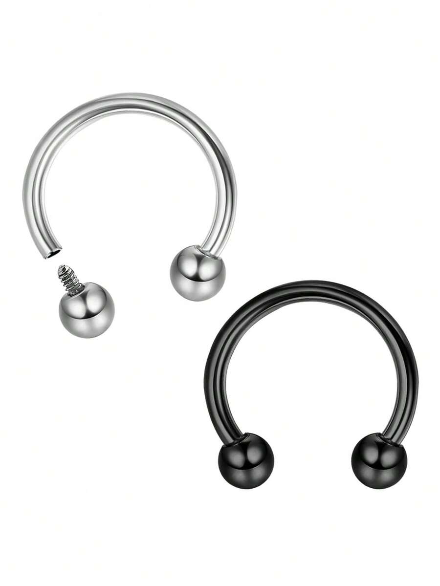 Milacolato 16g Septum Rings For Women Men | Implant Grade G23 Titanium Septum Ring | Internally Threaded Horseshoe Circular Barbell Piercing Jewelry For Nose Lip Tragus Eyebrow Helix Daith | 2pcs - Nhiều màu - Xem 1