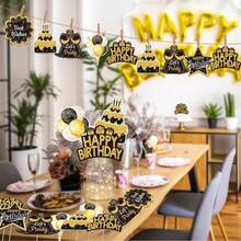 Happy Birthday Table Decorations, 36 PCS Black And Gold Table Decorations With LED String Lights, Happy Birthday Centerpieces Sticks Men Women, Party Supplies - 1 - View 6