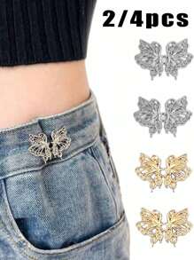 2/4pcs Multi Color Adjustable Butterfly Buckle, Detachable And Seamless, Can Change The Waist Of Jeans, Without Sewing Waist Fasteners Waist Accessories, Valentine's Day Gifts, Holiday Gifts, Gifts Suitable For Sisters, Lovers, Mothers, Families.