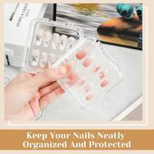 10/5/1pc Clear Nail Storage Box,Press-Type Fake Nail Organizer, Display Case For Acrylic Nails, Jewelry & Cosmetics,Compact Plastic Desktop Container For Salon & Home, DIY Beads & Nail Art Tools,Great For Christmas Gifts,Portable Box Wear Nail Packaging Box For Nail Art Jewelry Lovers Can Be Reused In Multiple Scenarios