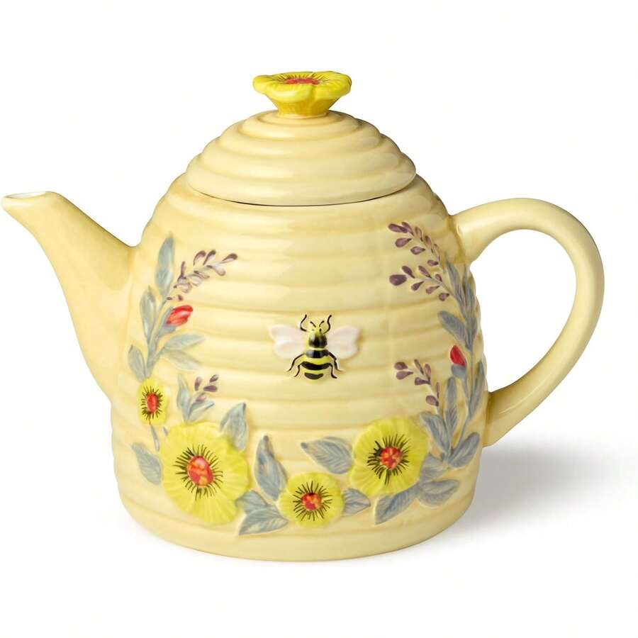 3D Beehive Ceramic Teapot, 32oz Whimsical Multi-Color Design, Novelty Honey Pot For Tea Lovers & Unique Kitchen Decor - 1 - Xem 1