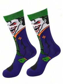 Warner Bros 2 pares de calcetines largos de tubo estampados con el Joker y otros dibujos animados de superhéroes, calcetines divertidos y locos para Navidad y Halloween para hombres