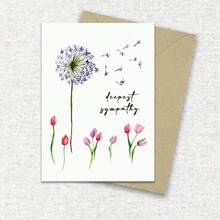 Deeply Sympathy Greeting Card, Dandelion Tulips Thinking Of You, Condolence Card, Bereavement Card, Thinking Of You, Sympathy Card, Deeply Sorry For Your Loss