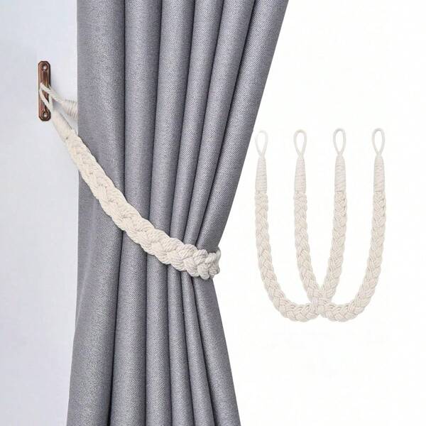 1pc/2pcs Hand Woven Fried Dough Twists Knot Curtain Binding Rope, Multi Color Specification Selection, Suitable For Curtain Fixation