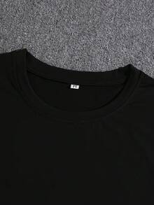 Camiseta de Cuello Redondo para Hombre con Patrón de David y Estampado de Letras - Negro - Ver 3