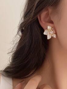 1 Pair Crystal Flower Stud Earrings, Elegant Fashion Earrings For Women, Suitable For Daily Wear, Formal Events, Parties, Casual And Holiday