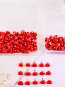 50pcs Creative Heart Shaped Thumb Tacks, Cute Pink Heart Shaped Pushpins, Iron Material, Suitable For Home, School And Office Decor, Boxes, Creative Heart-Shaped Small Nails, Colorful Heart Pushpins, For Photo Wall, Map And Corkboard,Back To School,School Supplies - Pink - View 5