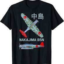 Camiseta con diagrama del avión bombardero torpedero japonés Nakajima B5N de la Segunda Guerra Mundial - Negro - Ver 1