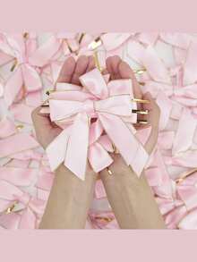 5/25/50pcs, Satin Twist Bows, Pre-Made Ribbon Bows With Gold Edges, Pre-Made Bows For Gift Bags, Cake Pops, Crafts, Wedding Favors, Gift Wrapping - Multicolor - View 2