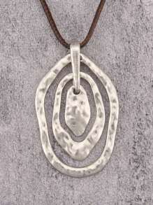 1 Stück modischer, eleganter ovaler, wassertropfenförmiger, übertriebener Metallkette, unisex multi-schleifiges asymmetrisches geometrisches Design, personalisierte Kette mit schwarzem Wachsseil und langer Kette, Geschenk für Freundin, Mutter oder Geliebte