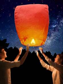 3/5/10/20/50pcs Paper Lanterns/Sky Lanterns/Wishing Lanterns, Flame Retardant Material Ellipse Shape White Paper, More To Use. - Multicolor - View 6