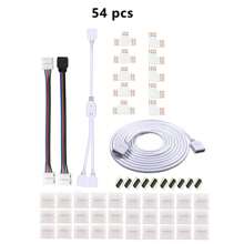 4-Pin LED Light Strip Connector Kit For 5050 10mm Wide Light Strip, Including 8 Types Of Solderless Accessories (Total 80 Pieces), RGB Extension Cable, LED Jumper, Bi-Directional RGB Splitter Cable, L Connector, T Connector, Gapless Connector, 4-Pin Male Connector, LED Strip Clip, Providing Most Parts For DIY Lighting Projects