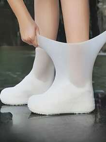 3PCS Reusable Silicone Shoe Covers For Men & Women - Waterproof Anti-Slip Travel Shoe Protectors, Transparent Outdoor Boot Covers With Flexible Design, Lightweight Rain Gear Accessories For Hiking/Camping