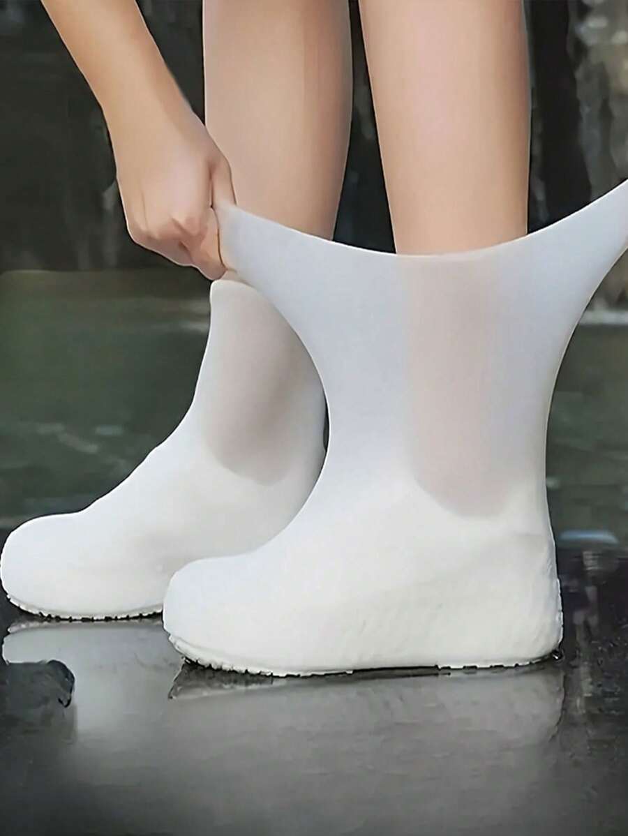 3PCS Reusable Silicone Shoe Covers For Men & Women - Waterproof Anti-Slip Travel Shoe Protectors, Transparent Outdoor Boot Covers With Flexible Design, Lightweight Rain Gear Accessories For Hiking/Camping