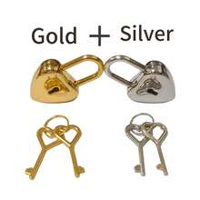 1-2件锌合金爱心锁箱包五金锁心形包挂锁带钥匙旅行首饰盒日记本手提箱衣柜迷你心形锁