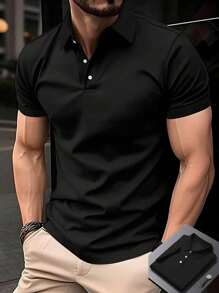 WASSUP OTHER Camisa polo para hombre de negocios, ligera para el verano, camisa de punto casual con cuello vuelto, de manga corta