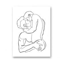1pc/3PCS Wall Arts Posters Optional Frame Modern Wall Art Canvas Painting Bedroom Home Decoration Gay Gift Poster Men Kiss Embrace Love Prints Abstract Lines Simple