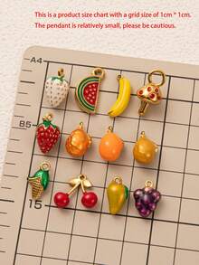 1 件可爱风格夏季水果系列草莓西瓜香蕉樱桃葡萄芒果西柚橙子吊坠，不锈钢材质，DIY 项链手链耳环钥匙扣包链配饰，电镀 18K 金，防水防汗，女士珠宝，女士配饰，送给妻子、母亲和女友的礼物