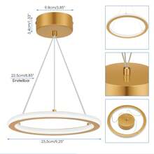 OYAJIA Moderne LED Pendelleuchte Esstisch 16.5W, Hängelampe in Gold ,Warmweiß Kaltweiß 3000K-6000K, Linear Design Pendellampe, Höhenverstellbar Pendelleuchten für Esszimmer, Wohnzimmer