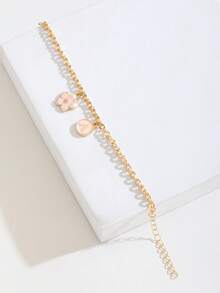 1条粉色花朵字母吊坠手链，甜美时尚的夏季女孩配饰，儿童生日礼物