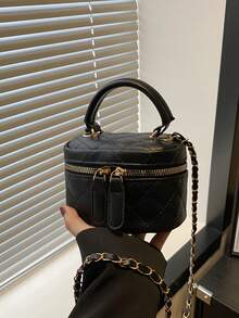 Lightweight Mini Chain Bag Quilted Handbag Bucket Bag Suitable For Young Girls, College Students And Office Workers - Black - View 7