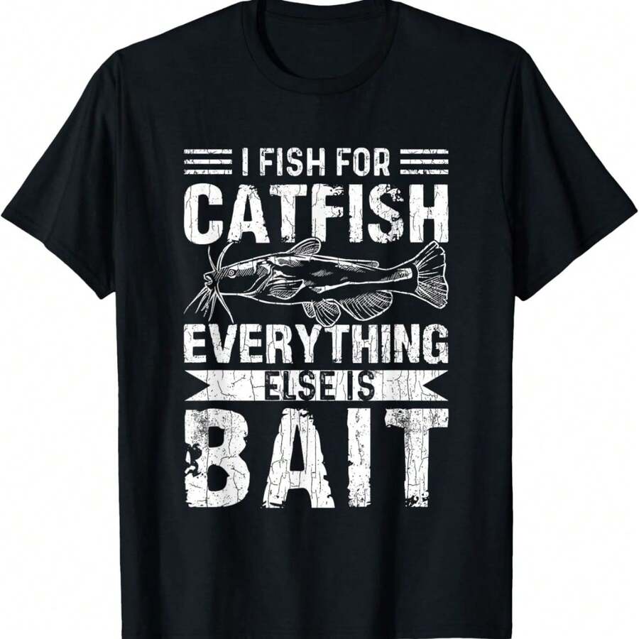 Camiseta gráfica de I Fish para bagre divertida amante de la pesca Catfishing - Negro - Ver 1