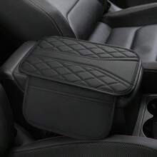 1 pièce Coussin rehausseur de boîte d'accoudoir de voiture avec sac de rangement latéral, coussin de boîte d'accoudoir de voiture en PU avec poche de rangement, accessoire de décoration intérieure de voiture