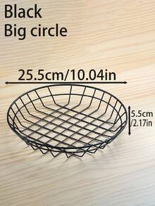 1pc Metal Bread Basket, Snack Basket, Fried Chicken Basket, Fried Food Plate, Popcorn Bowl, Mini French Fry Basket, Fried Chicken Snack Plate, Chicken Wings & Fried Food Snack Basket, For Holding Fast Food, Fruit, Burgers, Potatoes - Black - View 5