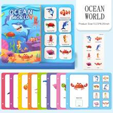 1 pieza Libro didáctico y cognitivo sin ruido para niños pequeños con pegatinas, libro de actividades Montessori, juguete educativo hecho a mano para preescolar, libro de juguete para aprender el alfabeto y reconocer animales