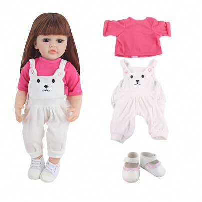 1 Set Of Suspender Pants + Lace Trimmed Shoes Suitable For 22-Inch Girls Dolls, Features Hook And Loop Fastening, Fashion Style, Excluding Doll Shoes, Can Be Gifted To Little Girls On Birthdays