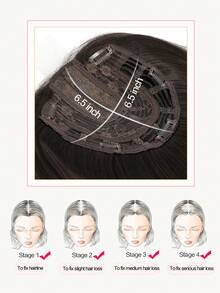 适用于脱发的假发片，18英寸，6.5x6.5英寸，增加发量，自然深棕色直发假发片，适合女性使用。 - Dark Brown - 查看 5