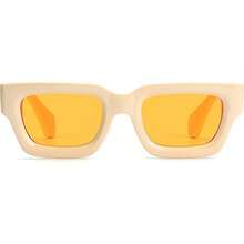 Square Men Women Fashion Thick Rectangle Glasses Shades Designer Style - Yellow - View 6