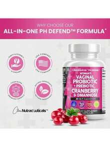 Women's Vaginal Probiotics   Prebiotics 2-Pack | 20B CFU With Cranberry & D-Mannose 500mg | Urinary Tract & PH Balance | Made In USA - 3件 - 查看 6