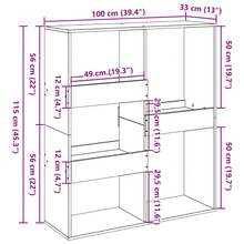 Bücherregal/Raumteiler Schwarz 100x33x115 cm - Schwarz - Übersicht 8
