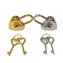 1-2件锌合金爱心锁箱包五金锁心形包挂锁带钥匙旅行首饰盒日记本手提箱衣柜迷你心形锁