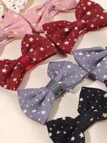 10 件适合幼儿女孩的星星图案发饰、多色蝴蝶结发夹、时尚百搭小辫发夹、女婴生日礼物、儿童婴儿发饰。 - 五角星圖案 - 查看 5