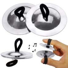 1Pair Silvery Metal Finger Gong Mini Percussion Music Classic Stage Performance Auxiliary Instruments Music Background Sound Production Musical Instrument - Multicolor - View 3