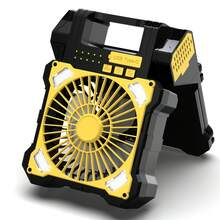 5200mah Solar Powered Camping Fan, Dual-Panel Solar Camping Fan With LED Light, 5 Adjustable Speeds Cordless Portable Fans, Quiet USB-C Desk Fans For Tent Outdoor Travel Home Workplace - Yellow - View 1