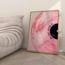 1pc Framed/Unframed Pink Vinyl Record Music Wall Art Poster Canvas Print Preppy Art Girly Room Aesthetic Decor Painting For Apartment,Living Room,Bedroom,Dorm,Modern Home Decoration - Multicolor - View 2