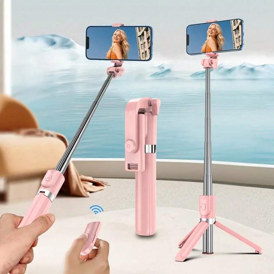 1PC Selfie Stick Wireless Selfie Stick With Tripod Stand Selfie Stick , Remote Control, Phone Holder And Built-In Tripod For Summer Vacation, Travel, Outdoor Activities, Live Streaming