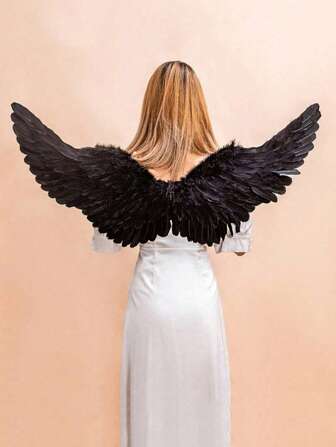 1pc/3pcs Angel Wings Costume Decorations, White Feather Wings, Costume Party Props, Halloween Christmas Costumes