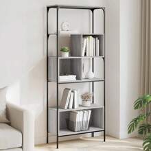 Bücherregal 5 Böden Grau Sonoma 76x33x188,5 cm Holzwerkstoff - Grau - Übersicht 1