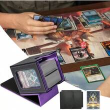 Magnetic Card Deck Box For TCG Storage, Holds 100 Double-Sleeved Cards - Black & Purple - View 6