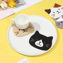 1片/2片/4片/5片猫咪硅胶茶杯垫隔热垫马克杯水杯垫碗防烫防水耐热加厚桌垫猫形茶杯垫支撑垫咖啡饮品