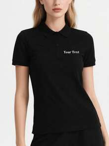 Customized Personalization Polo T-Shirts Upload Your Photos To Design Your Own Clothes Fallow Custom - Black - View 2