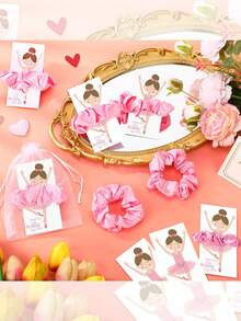 10 sets de Cadeaux de fête de ballerine comprenant 10 élastiques à cheveux chouchous, 10 cartes de remerciement de ballet. Cadeaux de fête d'anniversaire de ballerine, de représentation de danse - Multicolore - Voir 6