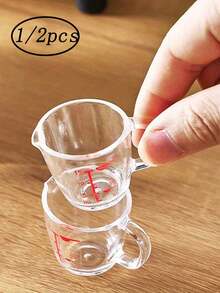 Mini copos medidores de 1/2 unidades, copo medidor para assar, jarra pequena para leite, copo medidor de café, copo com bico, jarra para espumar leite, copo medidor transparente com alça de encaixe, design empilhável e múltiplas balanças de medição, utensílios de cozinha - Multicolorido - Ver 1